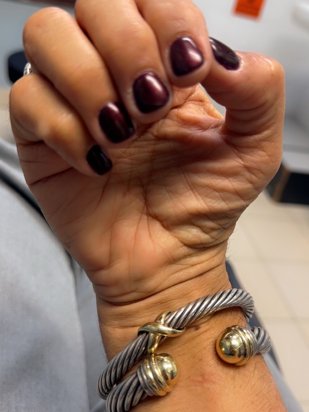 David Yurman Twisted Cable Open Cuff Bracelet with Gold Accents - Silver/Gold - Picture 2 of 2